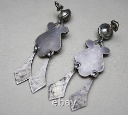 Vintage Whirling Logs Fred Harvey Era Native American Sterling Silver Earrings