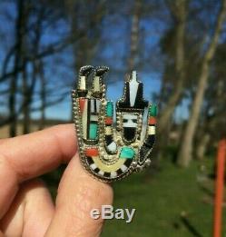 Vintage Zuni Kachina Sterling Silver Ring Native American Old Pawn Fred Harvey