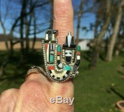 Vintage Zuni Kachina Sterling Silver Ring Native American Old Pawn Fred Harvey
