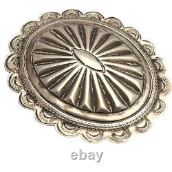 Vintage huge Navajo fred harvey era Concho Hand Stamped Silver Brooch Pin