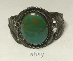 Vintage old Navajo Indian silver turquoise bracelet good condition Fred Harvey