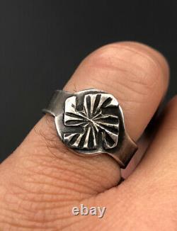 Vtg 1940's Fred Harvey Era Navajo Whirling Log Sterling Silver Stamped Ring