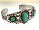 Vtg Fred Harvey Native American Sterling Silver /turquoise Cuff Bracelet By Bell