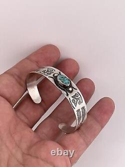 Vtg FRED HARVEY STERLING Silver TURQUOISE CUFF BRACELET