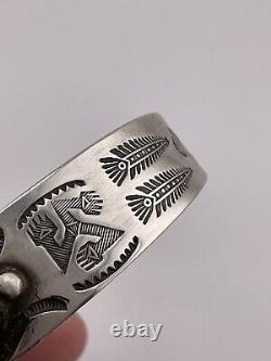 Vtg FRED HARVEY STERLING Silver TURQUOISE CUFF BRACELET