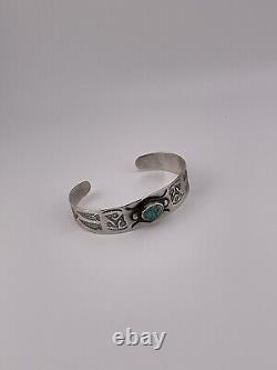 Vtg FRED HARVEY STERLING Silver TURQUOISE CUFF BRACELET