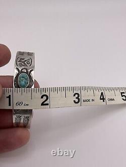 Vtg FRED HARVEY STERLING Silver TURQUOISE CUFF BRACELET