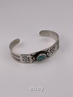 Vtg FRED HARVEY STERLING Silver TURQUOISE CUFF BRACELET