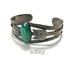 Vtg FRED HARVEY Sterling Silver & Turquoise NAVAJO Bracelet cuff ARROW Old Pawn