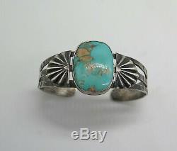 Vtg FRED HARVEY Sterling Silver & Turquoise NAVAJO Bracelet cuff OLD PAWN