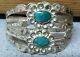 Vtg Fred Harvey Coin Silver Large Turquiose Arrowhead Cuff Bracelet Signed