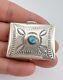 Vtg Fred Harvey Era Navajo Blue Turquoise Sterling Silver Stamped Pill Box