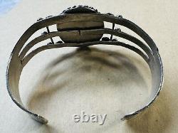 Vtg Fred Harvey Era Navajo Petrified Wood Sterling Silver Cuff Bracelet 29.2g
