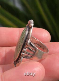 Vtg Fred Harvey Era Navajo Sterling Silver Carico Lake Turquoise Arrow Ring
