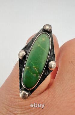 Vtg Fred Harvey Era Navajo Sterling Silver Cerrillos Turquoise Stamped Ring