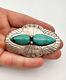 Vtg Fred Harvey Era Navajo Sterling Silver Turquoise Stamped Pin Brooch 3