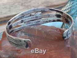 Vtg Fred Harvey Era Turquoise Snake Sterling Silver Cuff Bracelet