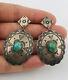 Vtg Fred Harvey Navajo Stamped Sterling Silver Royston Turquoise Dangle Earrings