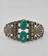 Vtg Fred Harvey Navajo Sterling Silver Royston Turquoise Stamped Cuff Bracelet