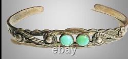 Vtg Maisels Fred Harvey Sterling Silver Turquoise Stamped Cuff Bracelet 6 NICE