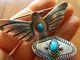 Vtg Navajo Fred Harvey Era Sterling Silver Thunderbird Turquoise Brooch Pins Lot