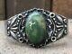 Vtg Old Pawn Fred Harvey Era Sterling Silver & Cerrillos Turquoise Cuff Bracelet