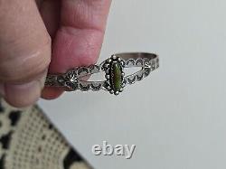 Vtg Old Pawn Green Turquoise 6 Bracelet HARVEY Era Sterling Silver