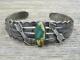 Vtg Old Pawn Navajo Fred Harvey Era Coin Silver Turquoise Arrow Cuff Bracelet