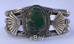 Vtg Old Pawn Navajo Fred Harvey Sterling Silver Royston Turquoise Cuff Bracelet