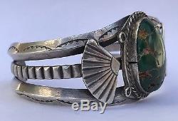 Vtg Old Pawn Navajo Fred Harvey Sterling Silver Royston Turquoise Cuff Bracelet