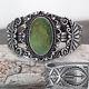 Vtg Old Pawn Navajo Turquoise Fred Harvey Era Wide Sterling Silver Cuff Bracelet
