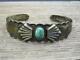 Vtg Pawn Navajo Signed Ih Fred Harvey Era Coin Silver Turquoise Cuff Bracelet