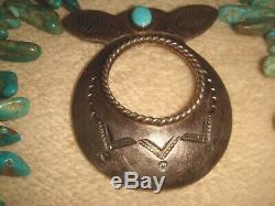 Vtg. Rare Fred Harvey Era Old Pawn Navajo Sterling Silver & Turquoise Scarf Pin