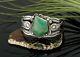 Vtg Sterling Silver Signed Navajo Fred Harvey Era Green Turquoise Cuff Bracelet