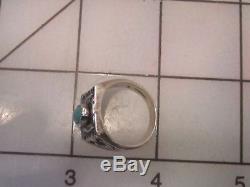 Vtg sterling silver SIGNED Fred Harvey Era turquoise THUNDERBIRD stamped RING