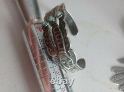 WOW RARE Navajo Fred Harvey Era Sterling Silver SNAKE MOTIF Turquoise Cuff