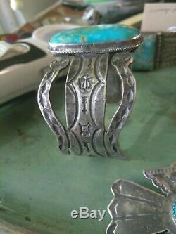 WOW Rare Fred Harvey Sterling SILVER and TURQUOISE Snake Cuff Bracelet nice