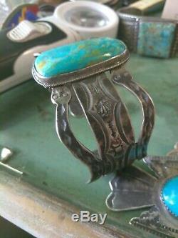 WOW Rare Fred Harvey Sterling SILVER and TURQUOISE Snake Cuff Bracelet nice