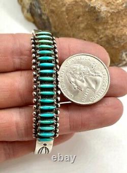 Zuni Fred Harvey Era Sterling Silver Genuine Turquoise Needlepoint Cuff Bracelet