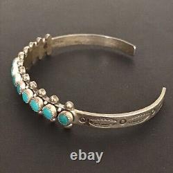 Zuni Snake Eye Fred Harvey Era Sterling Silver Turquoise Cuff Bracelet