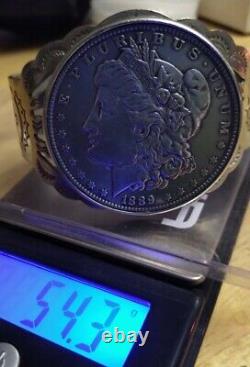 1889' Morgan Silver Extra Fine Condition Dollar Fred Harvey Nickel Cuff 54.3 Gr