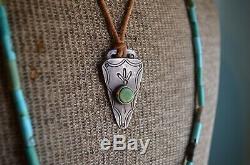 1920 Navajo Old Fred Gage Harvey Arrowhead Montre Gousset Argent Turquoise Collier