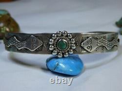 1930 Silver Arrow Navajo Naturel Turquoise Sterling Bracelet En Argent Snake Cuff