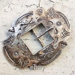 30s 40s Fred Harvey Era Vintage Boucle Ceinture Old Pawn Coin Sterling Argent Navajo