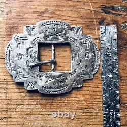 30s 40s Fred Harvey Era Vintage Boucle Ceinture Old Pawn Coin Sterling Argent Navajo