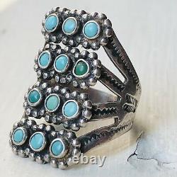 30s 40s Fred Harvey Sterling Argent Turquoise Zuni Anneau Snake Vieux Pawn Vintage