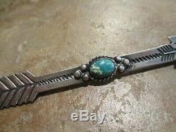 4 Real Vieux Grand Fred Harvey Era Navajo 900 Coin Argent Turquoise Arrow Pin