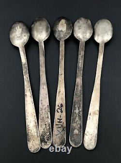 (5) Ancienne Pawn 1940's Fred Harvey Era Navajo Sterling Silver Stamped Spoon Set
