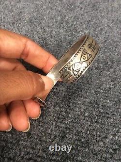 Amérindienne Fred Harvey Ère Argent Whirling Arrow Stamp Cuff Bracelet