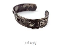 Ancien bracelet en argent monnayé Fred Harvey de style amérindien avec poinçons